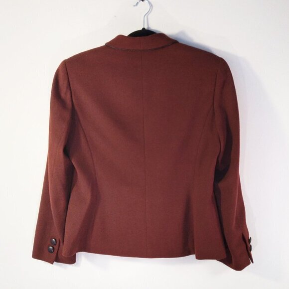 Kasper Vintage Blazer & Skirt Suit Maroon 100% Wool Stylish Statement Suit Sz10P - Picture 13 of 13